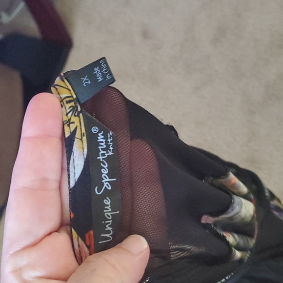 Unique Spectrum 2x vibrant fall flowers mesh yoke tiered ruffle quarter sleeve - Picture 5 of 7